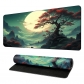 Eco-friendly Red Moon Mouse Pad 4mm Thickness for Gaming Keyboard USB Anti-slip Rubber Base Desk Mat